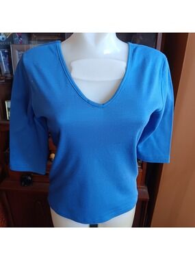 True Vintage T-shirt Top Medium V-Neck 3/4 Sleeve Single Stitch 1980's Mom